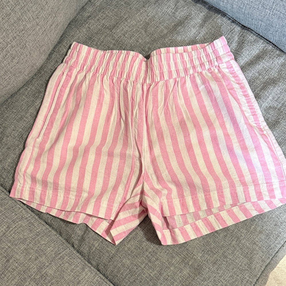 Old Navy Pink and White Striped High Waist Shorts